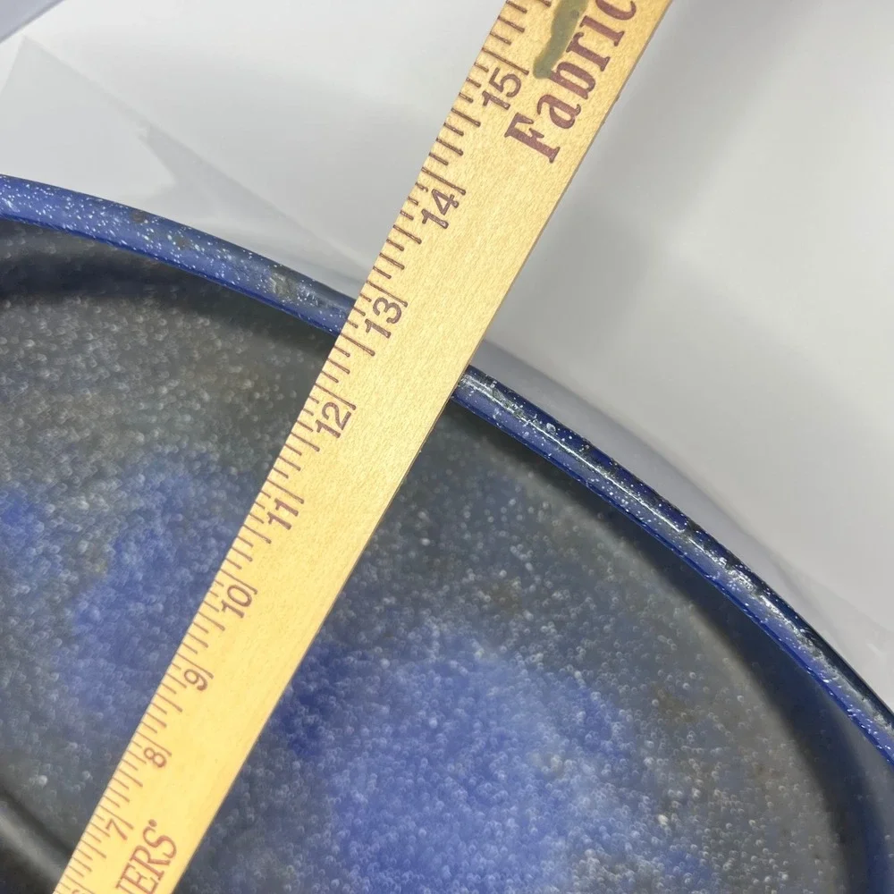 Antique Blue Speckled Enamelware Roasting Pan High Dome Lid Deep Form Farmhouse
